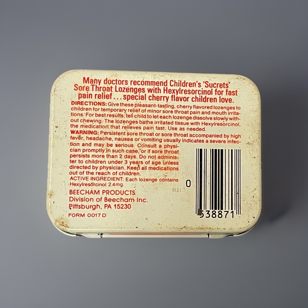 VTG Scucrets Children's Cherry Flavor Tin Can - Picture 2 of 4